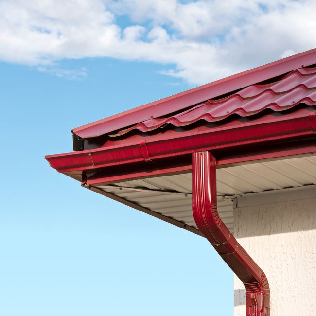 red-metal-gutter-of-a-white-house
